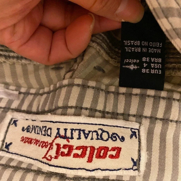 Rare Colcci Quality Denim Striped Jeans Women Size 4 Pockets double Buttons - Picture 3 of 8